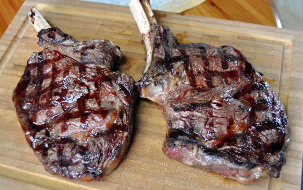 Cowboy steaks: The cowboy steak is bone-in rib-eye steak